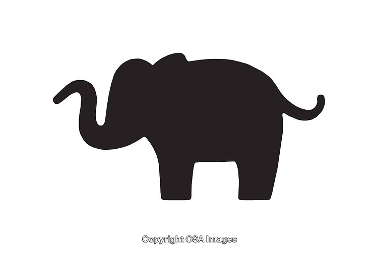 Black Silhouette of an Elephant in Minimalistic Style