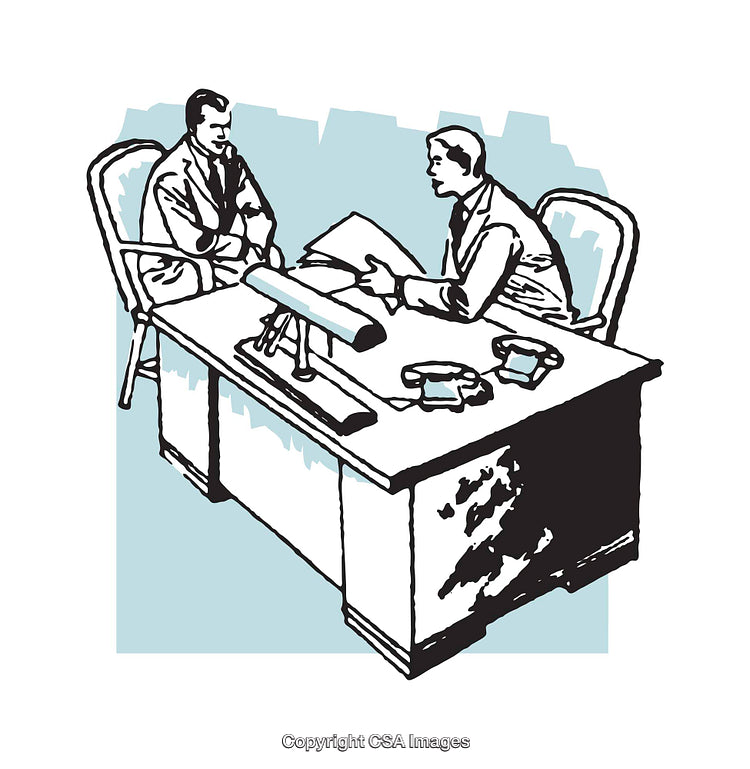 Illustration of a Professional Business Meeting Setting in Retro Style