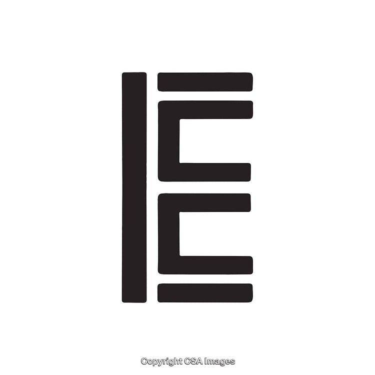 Monochrome Representation of Stylized Letter E on White Background