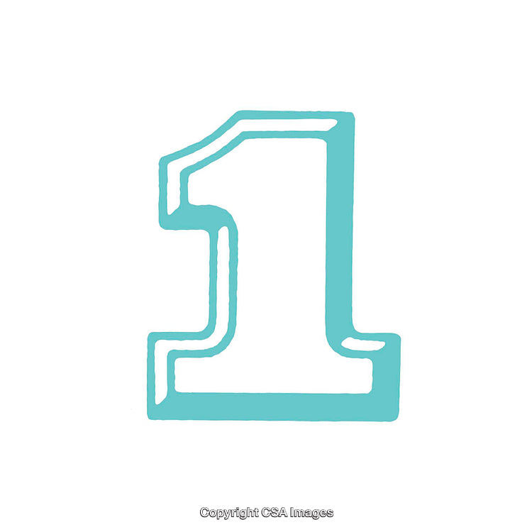 Turquoise Number One Design with Bold Artistic Style on White Background