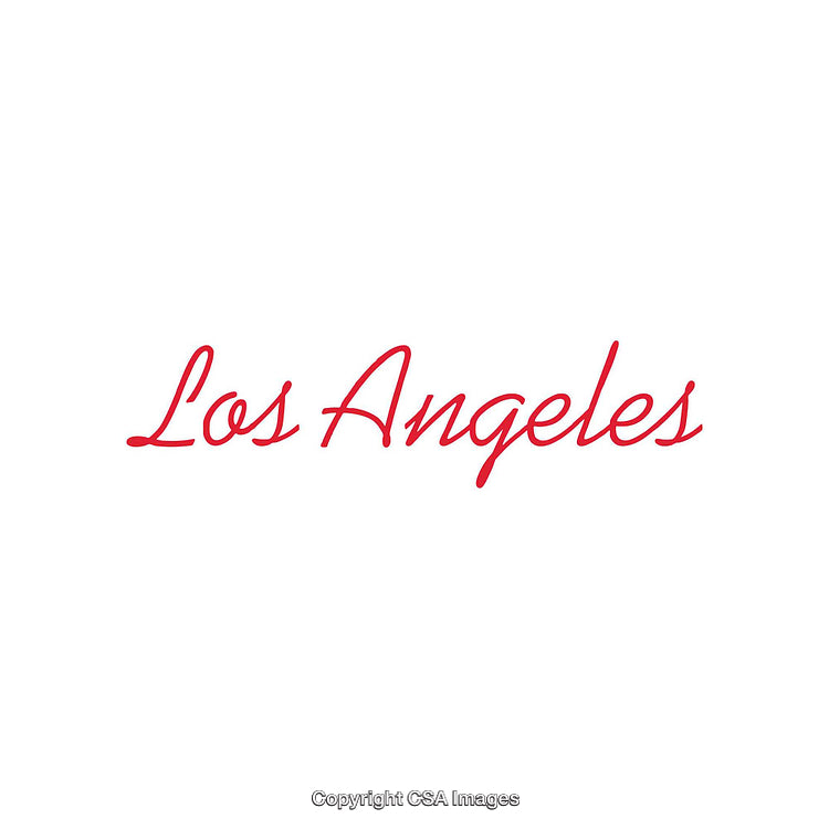 Simple Red Los Angeles Text On a White Background