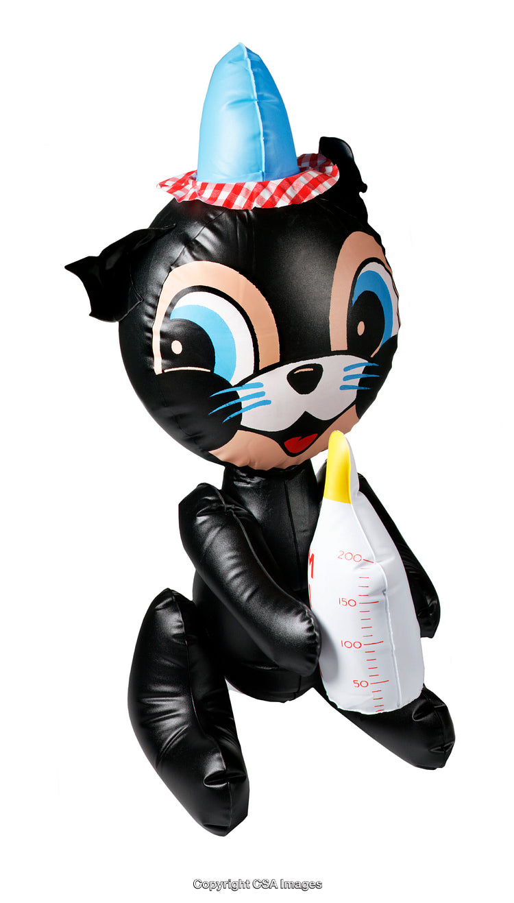 Inflatable Cartoon Animal Toy Holding a Bottle with Colorful Hat