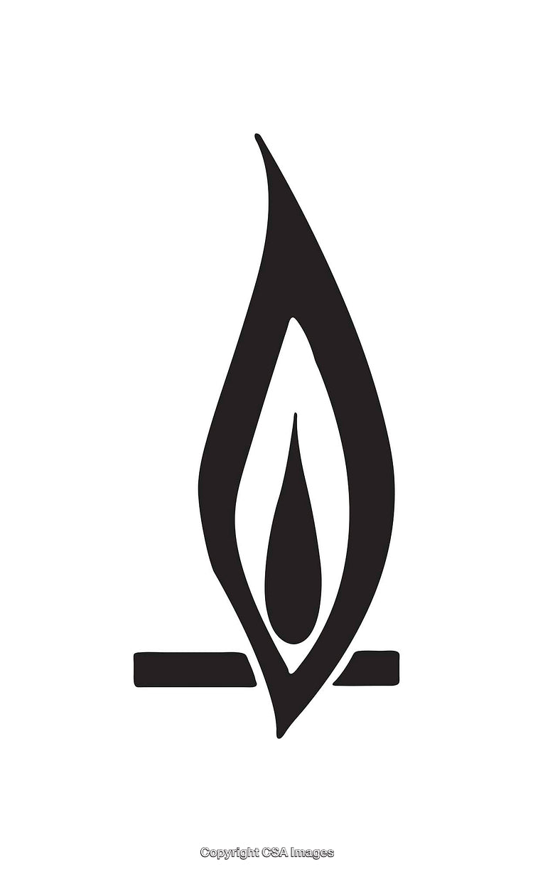 Minimalistic Black-and-White Icon of a Flame Symbol Design