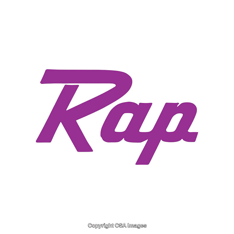 Bold Purple 'Rap' Typography on Clean White Background