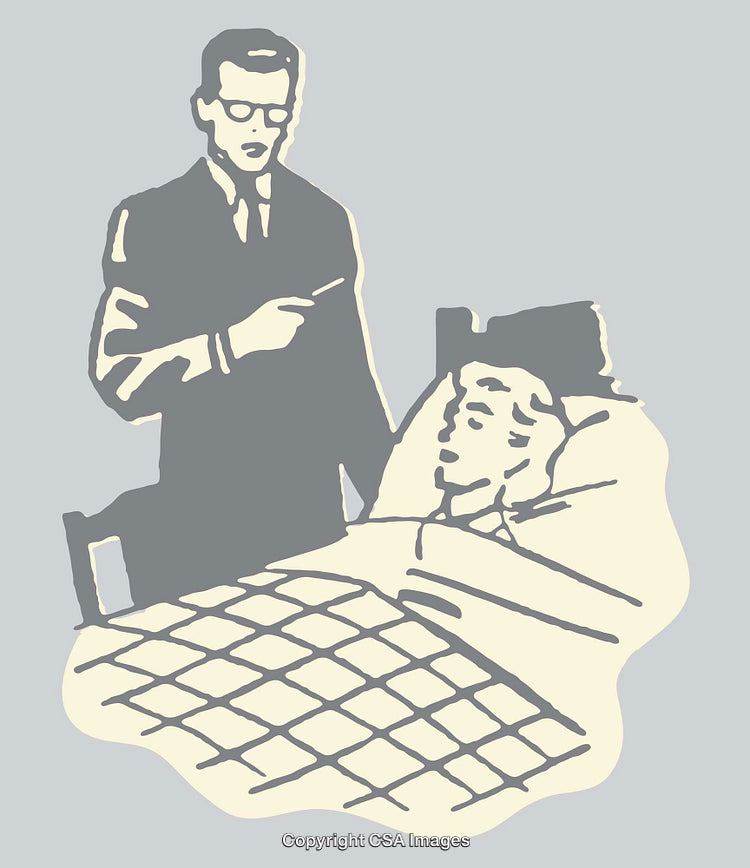 Illustration Depicting a Doctor Consulting a Patient in a Hospital Setting