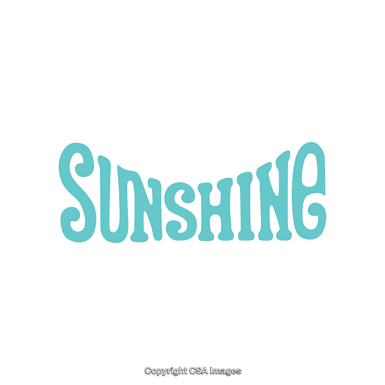 Retro Typography Decor Featuring the Word Sunshine in Vibrant Blue Text