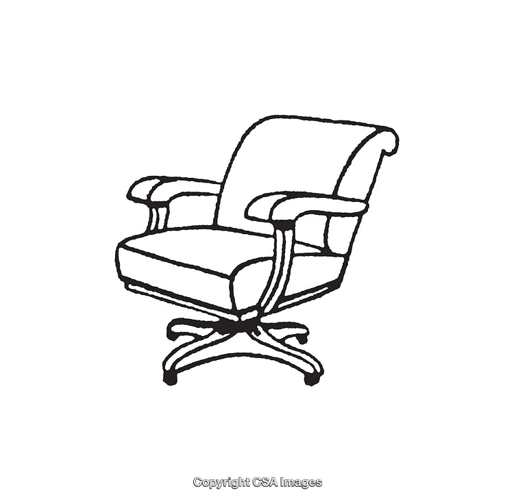Detailed Drawing of a Classic Office Chair in Black and White