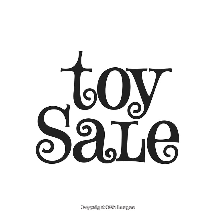 Vintage Black Text 'Toy Sale' Graphic on White Background