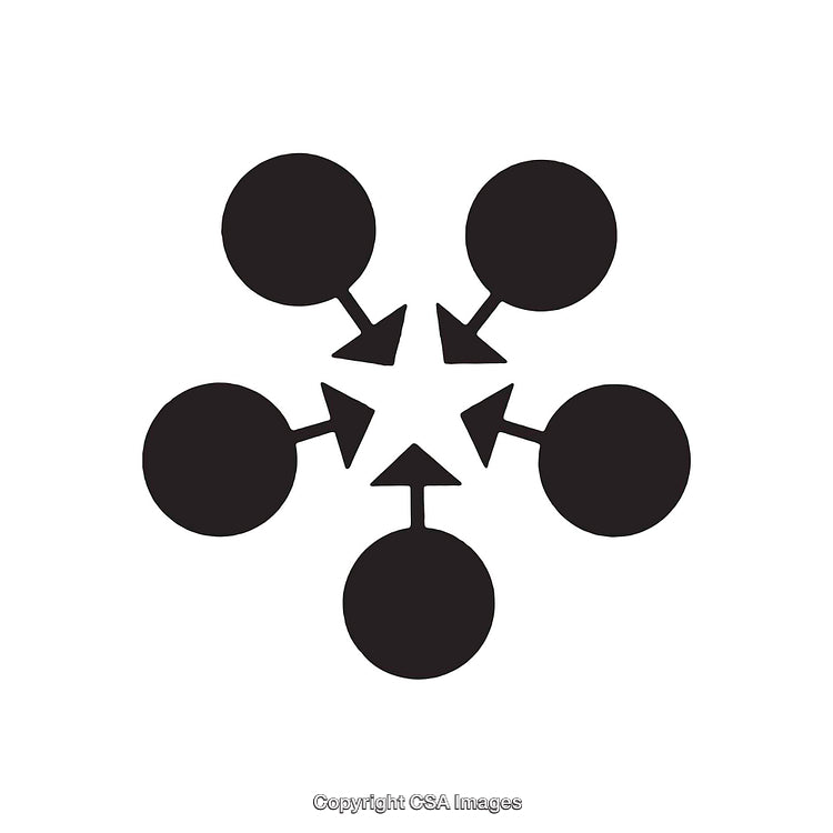 Abstract Black Circular Arrows and Dots Symbol Isolated on White Background
