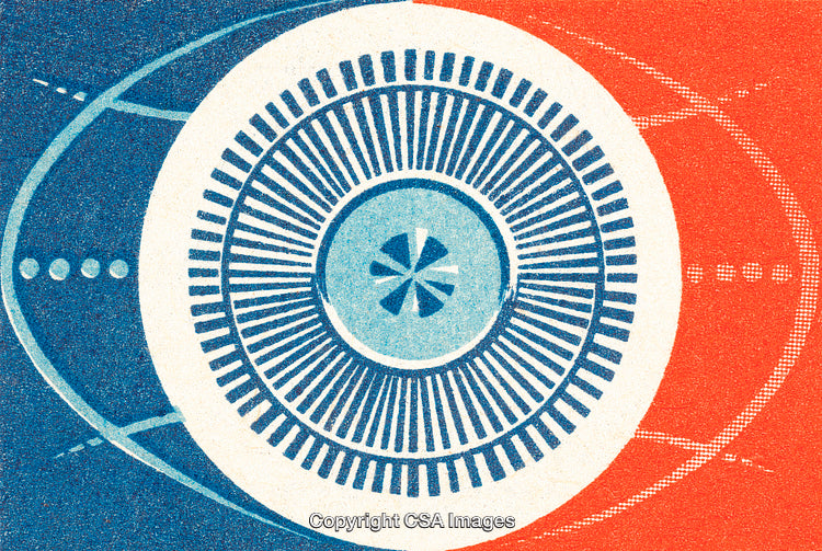 Abstract Circular Design with Bold Blue and Red Color Scheme