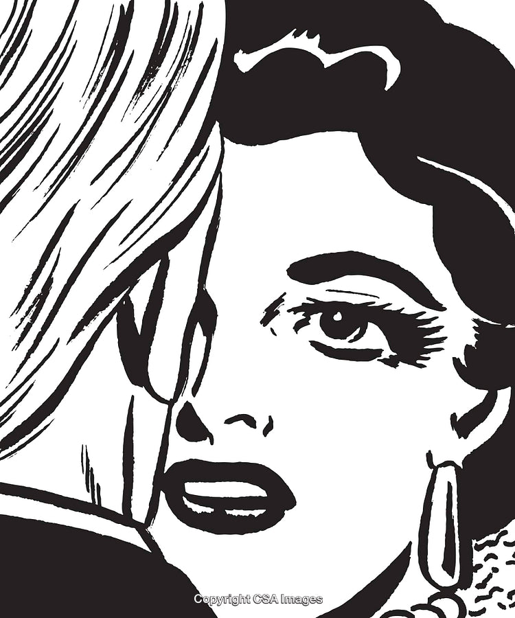 Stylized Retro Illustration of a Woman's Face With Bold Lines