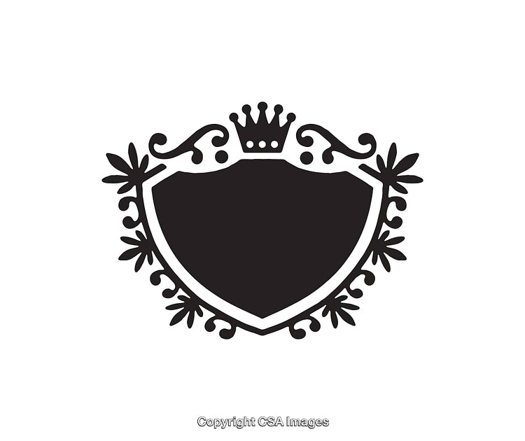 Classic Black and White Heraldic Crest with Crown and Ornamental Details