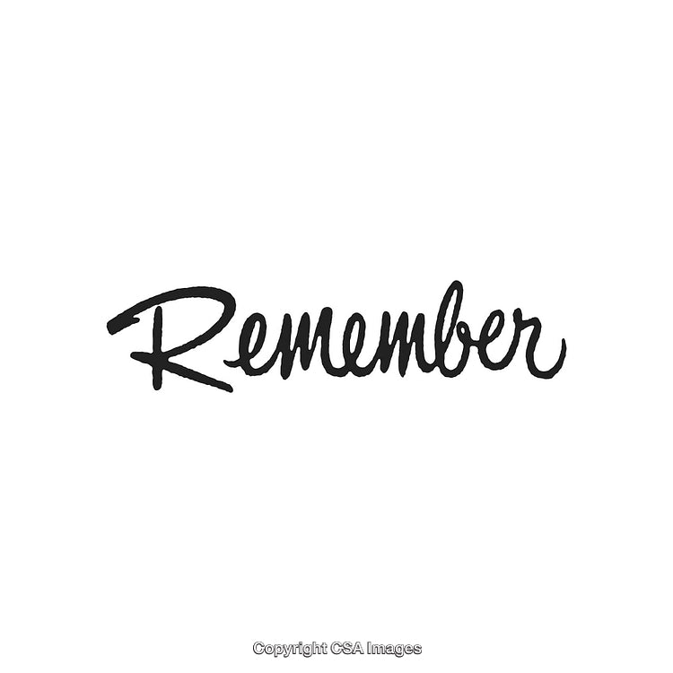 Elegant Black Cursive 'Remember' Text on a Clean White Background