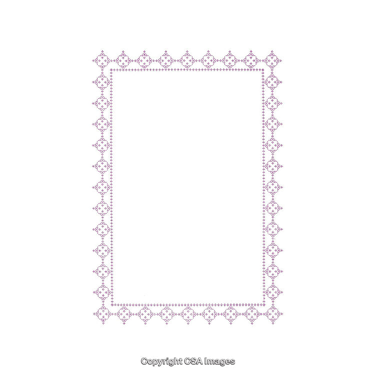 Elegant Decorative Border Design with Purple Floral Motifs on White Background