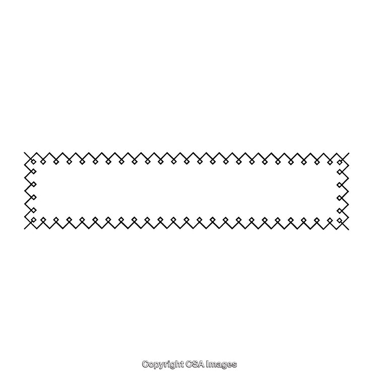 Black and White Rectangular Abstract Border with Diamond Pattern Edge