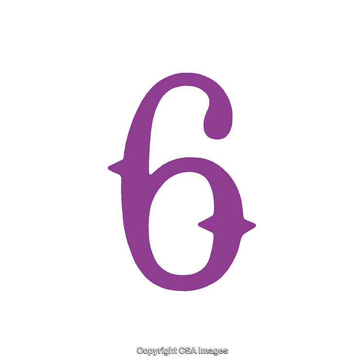 Purple Number Six on a Clean White Background for Design and Decoration