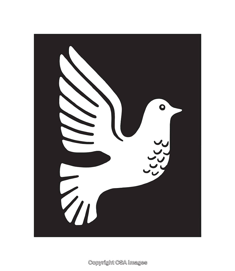 Elegant Silhouette of a Flying Dove in Dramatic Black and White Art