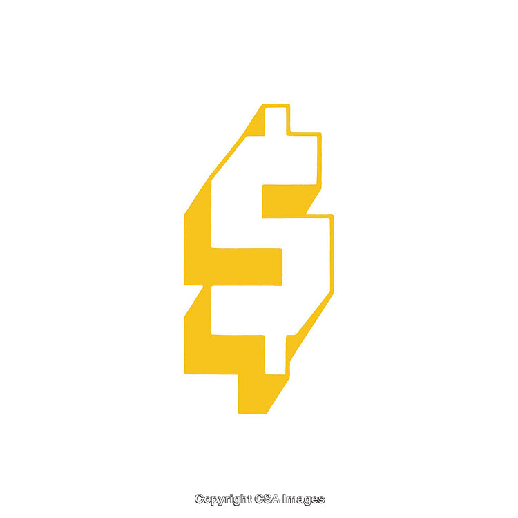 Abstract Yellow Geometric Dollar Symbol on a White Background