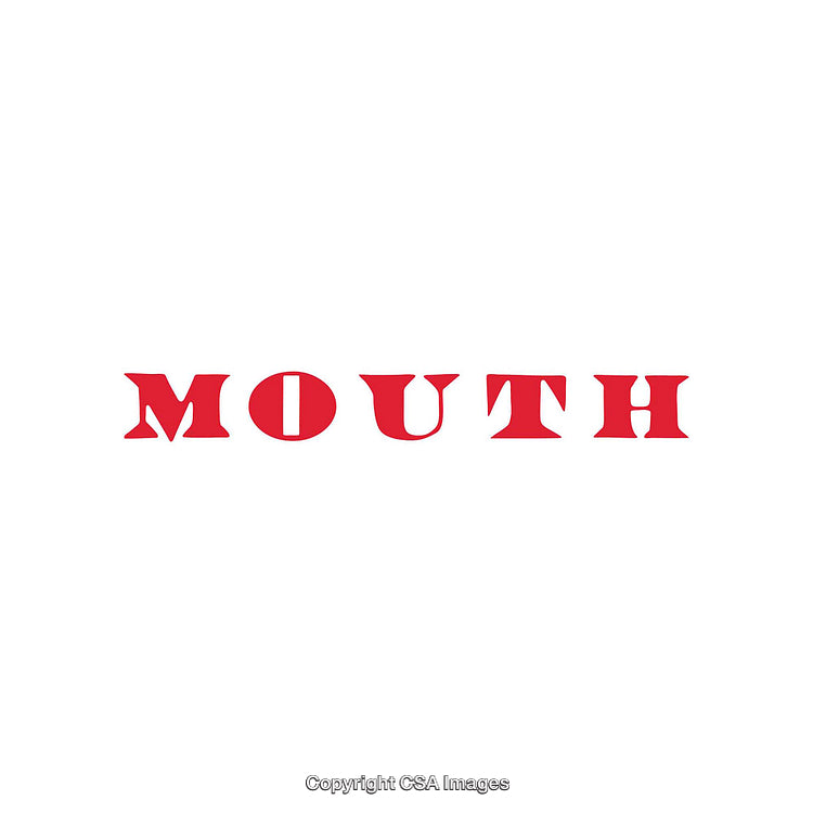 Bold Red Text "MOUTH" on a White Background