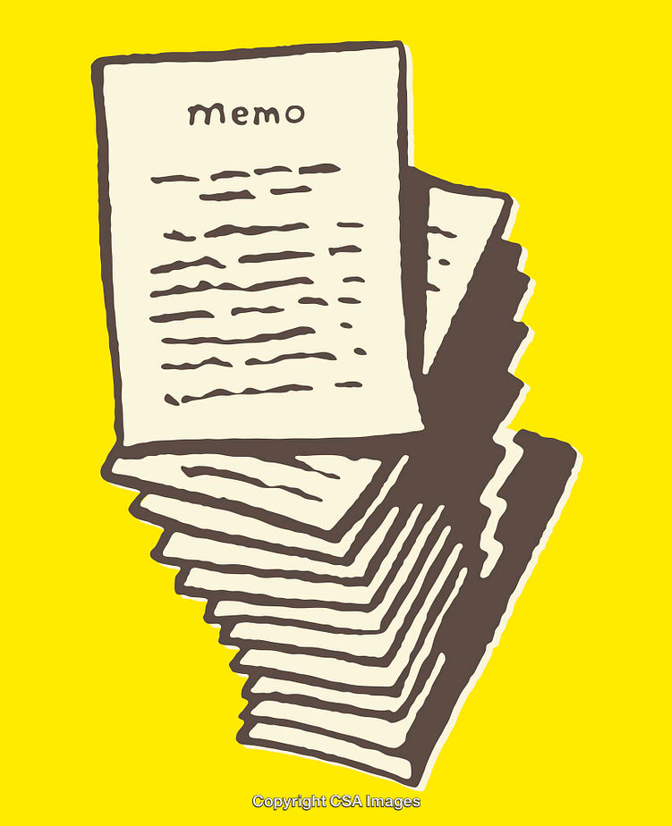 Stack of Memo Papers with Yellow Background depicted in Line Art Style