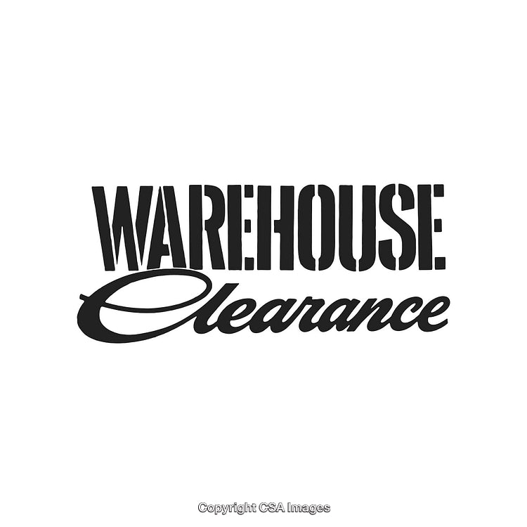 Bold Warehouse Clearance Logo Design on White Background in Black Text