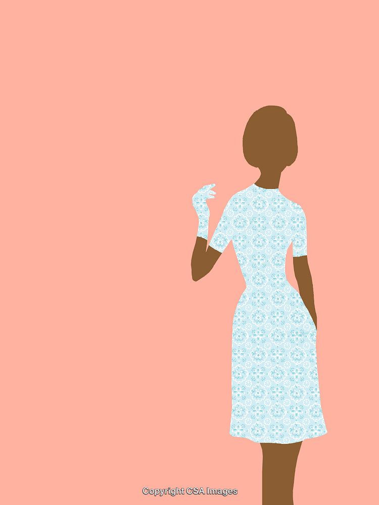 Abstract Silhouette of a Woman in Elegant Dress with Soft Colors