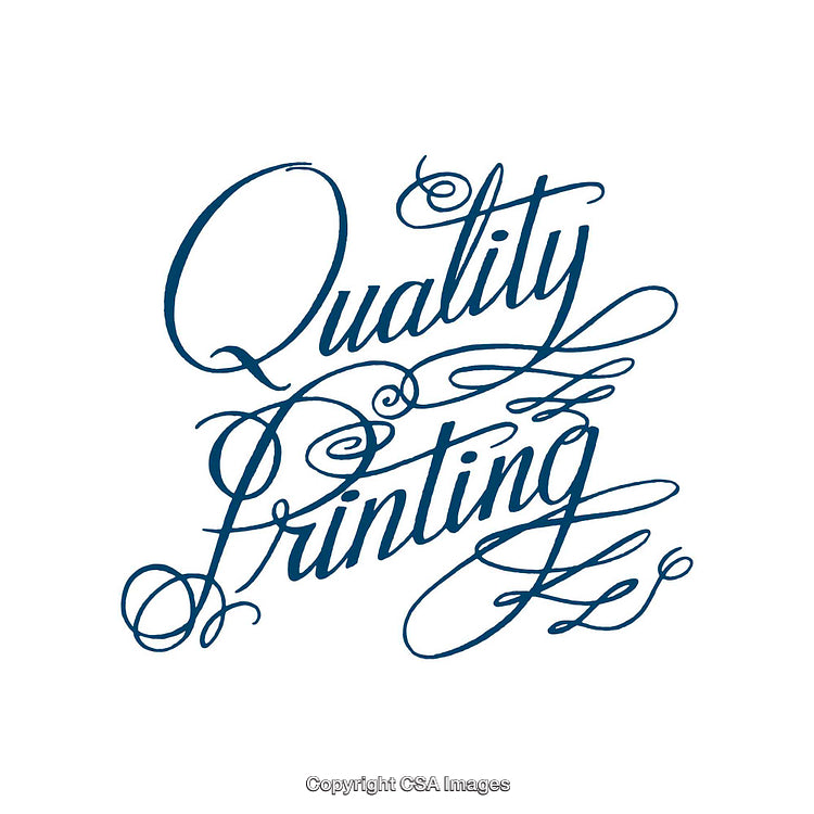 Elegant Script Typography Displaying 'Quality Printing' Calligraphy Design
