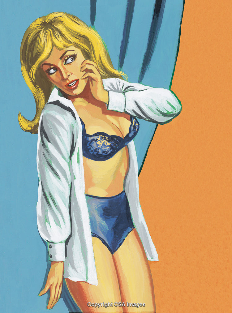 Retro Illustration of a Woman in Stylish Fashionable Attire
