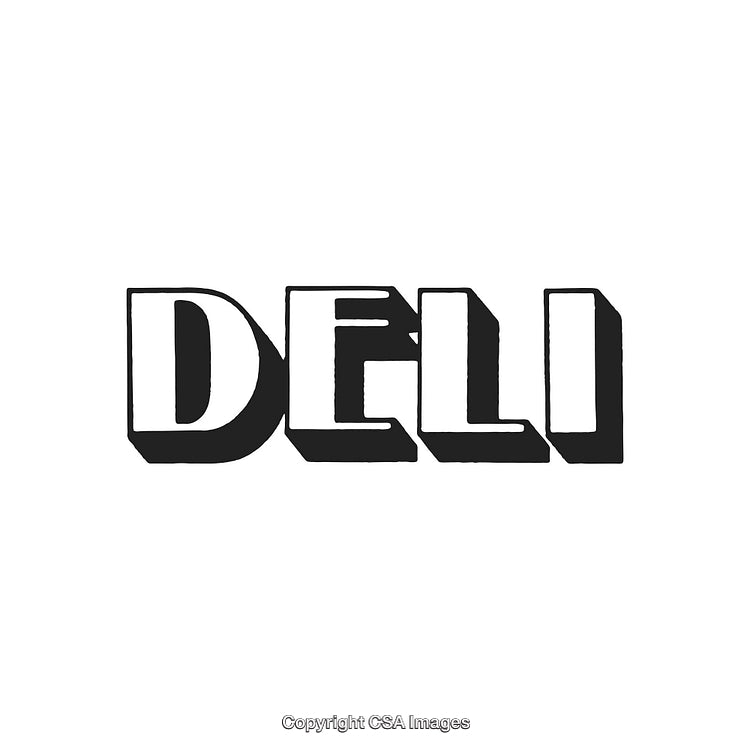 Bold Vintage Deli Sign with Stylish Sans-Serif Typography