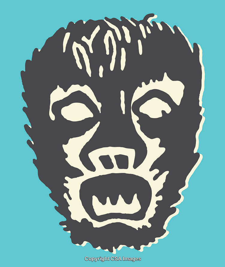 Abstract Monochrome Mask Design with Expressive Features on Vibrant Background
