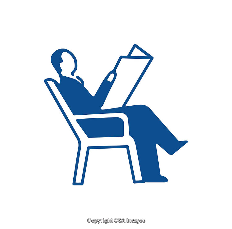 Silhouette Icon of Person Reading Newspaper in Relaxed Sitting Position