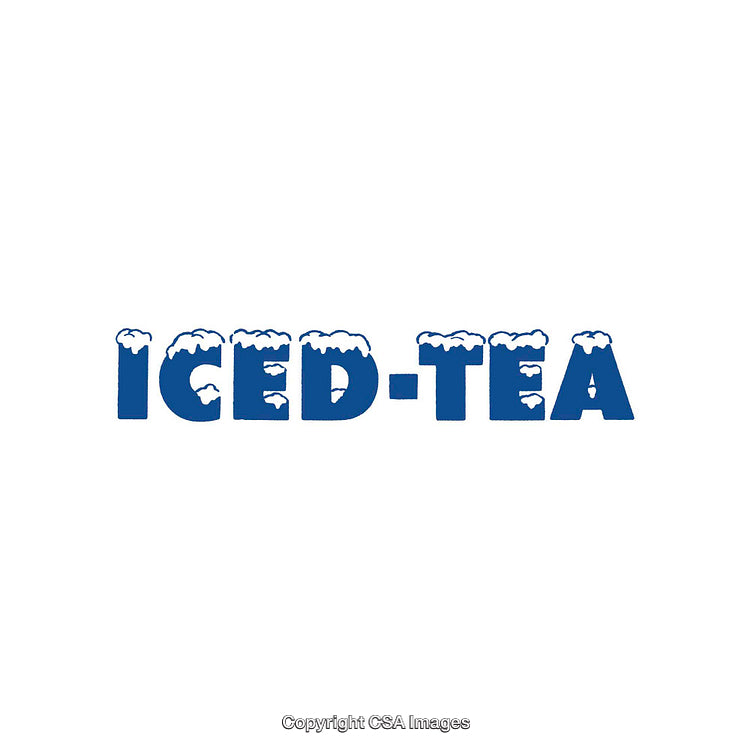 Snowy Blue Iced-Tea Text Design on White Background