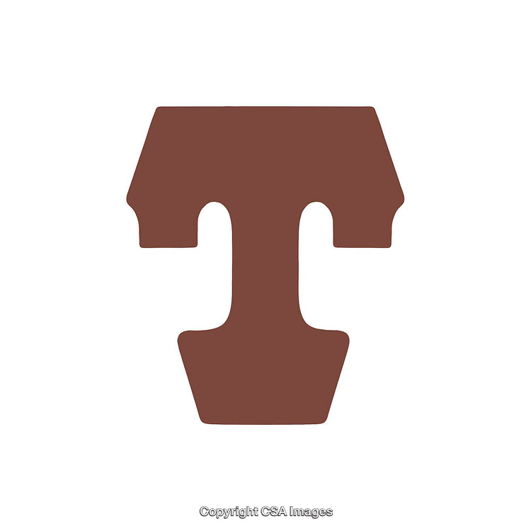 Minimalistic Illustration of the Letter T in Solid Brown on White Background