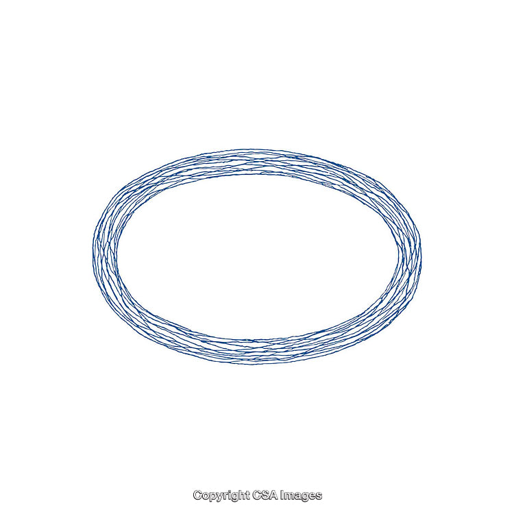 Abstract Blue Circular Sketch with Intricate Swirling Lines on White