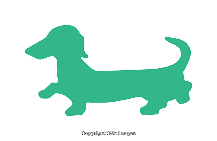 Silhouette of a Dachshund Dog Icon in Green on White Background