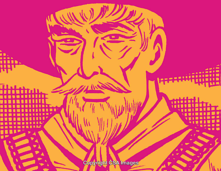 Bold Pop-Art Illustration of a Cowboy with a Vibrant Color Palette