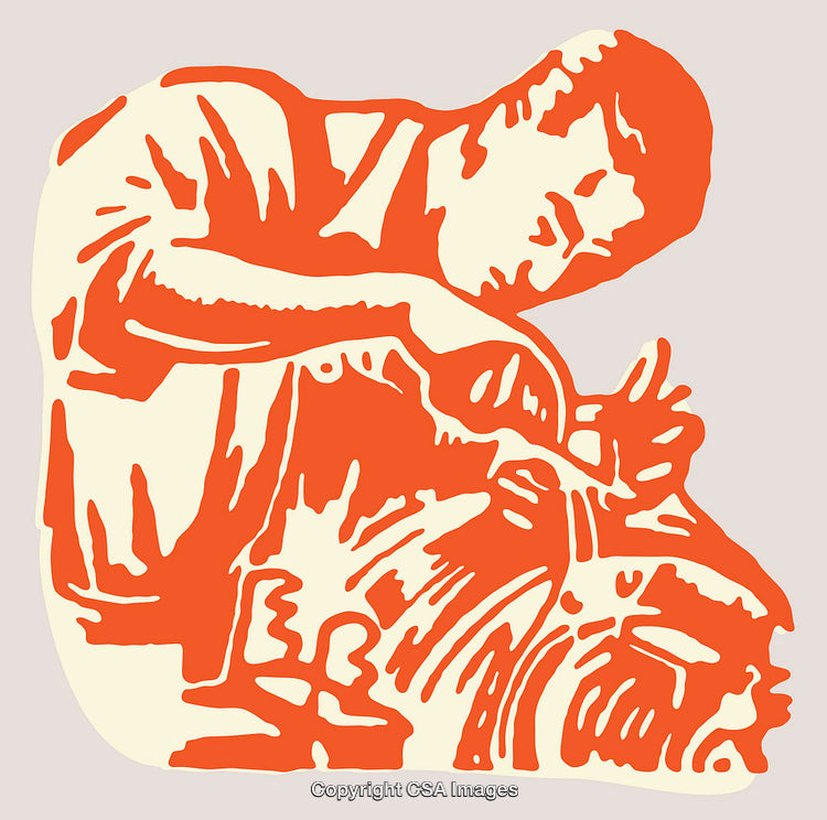 Brightly Colored Line Art of Man Artisan Working on a Project