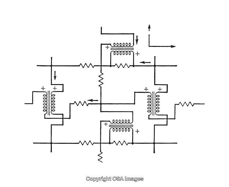 Detailed Monochrome Electrical Circuit Diagram with Component Symbols