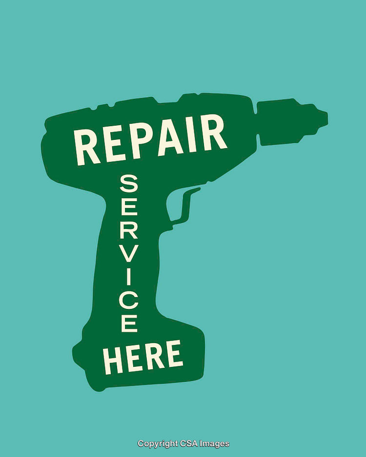 Line Art Illustration of Repair Service Shaped as a Power Drill