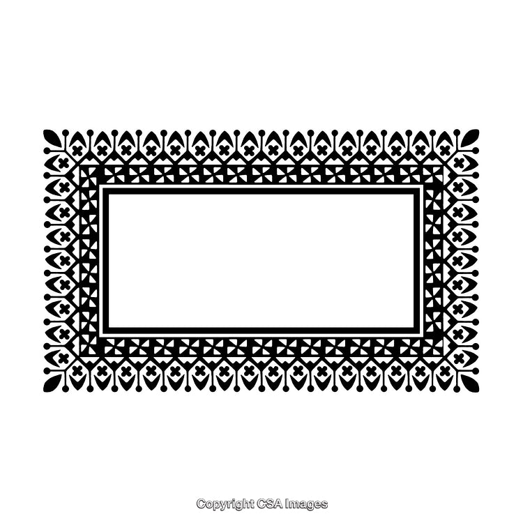 Ornate Rectangular Black and White Decorative Border Design