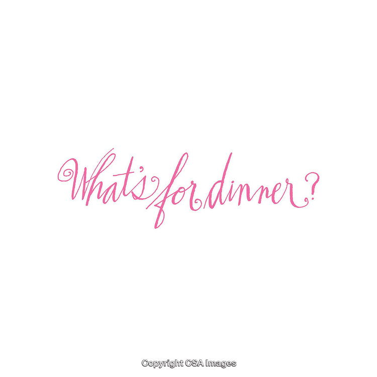 Pink Handwritten Text Asking 'What’s for Dinner?' on White Background