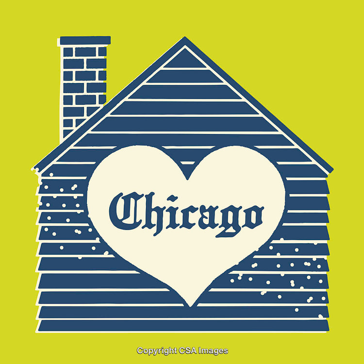 Illustration of a House with Heart and Decorated Text