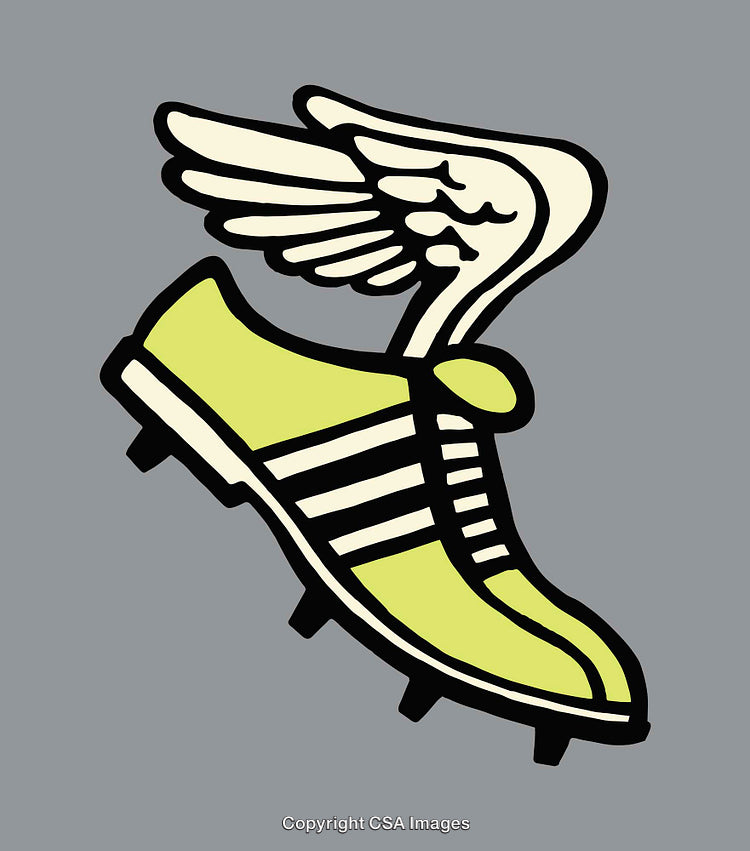 Winged Athletic Shoe Design Illustration with Bright Colors
