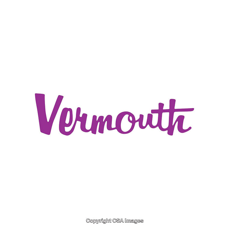 Purple Handwritten Vermouth Text Artwork on White Background