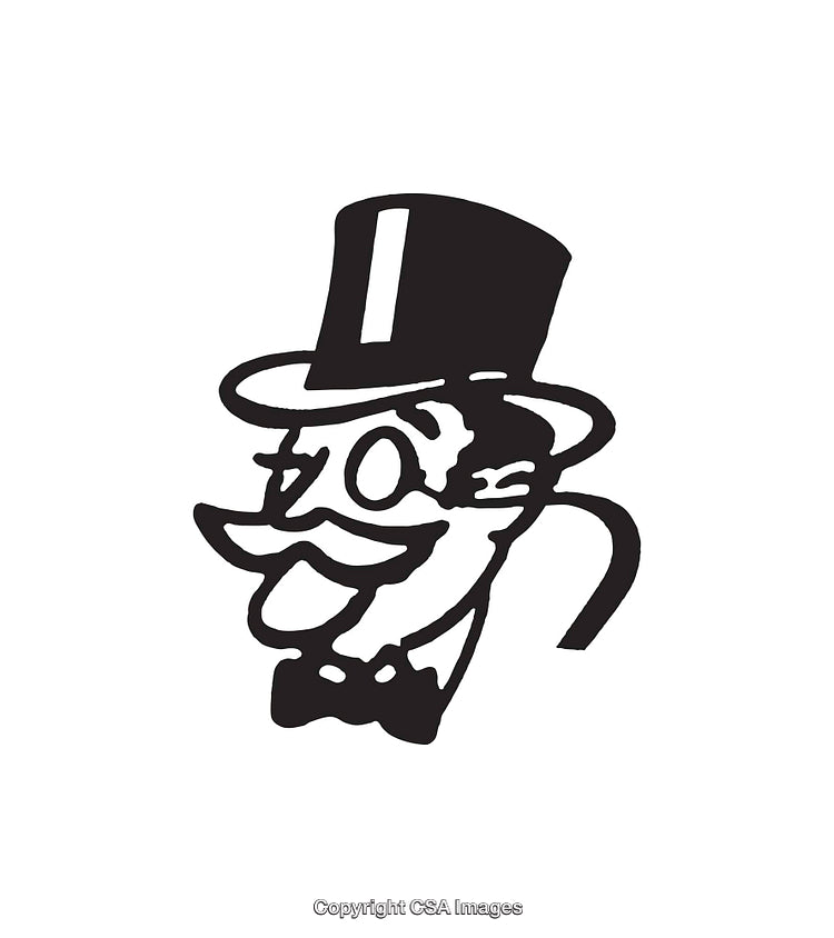 Vintage Cartoon-Style Gentleman in Top Hat and Bowtie Illustration