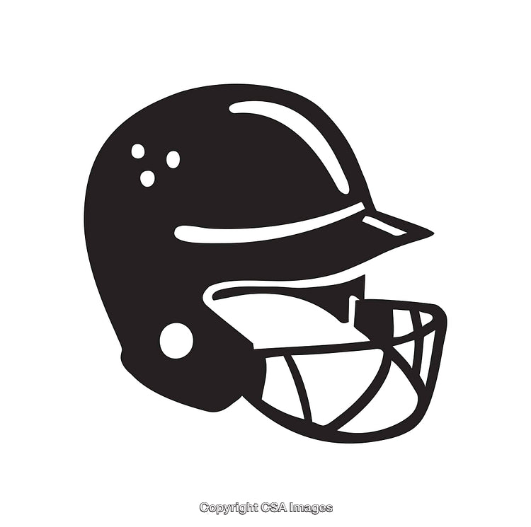 Black and White Line Art Illustration of a Sports Helmet Close-Up