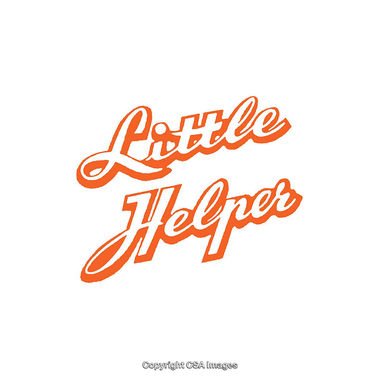 Retro Orange Script Featuring 'Little Helper' Writing in Stylish Lettering