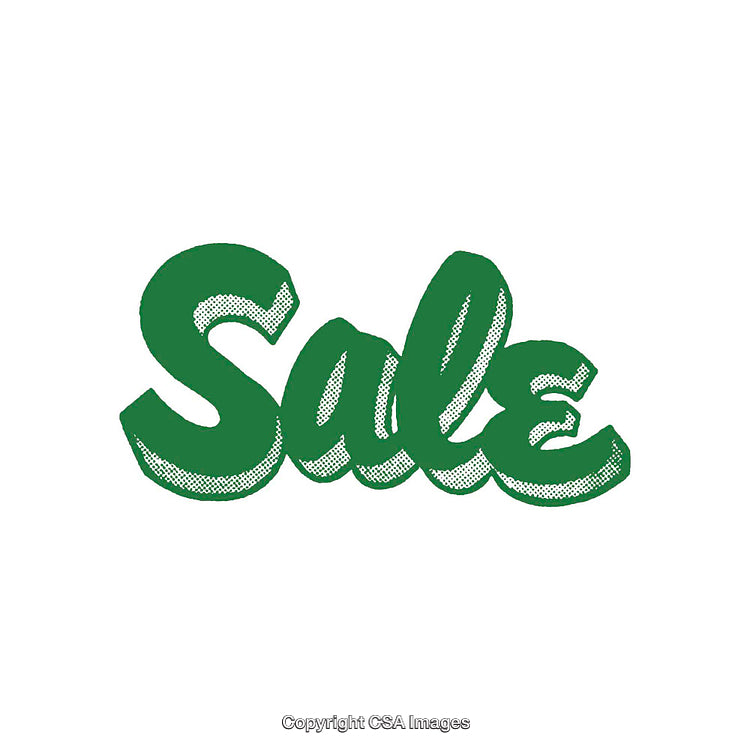 Green Retro Style Sale Text on White Background for Promotions
