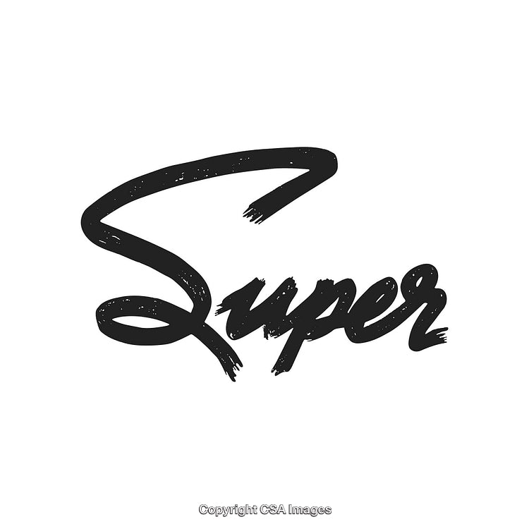Bold Handwritten Super Typography Design with Black Ink Texture on White