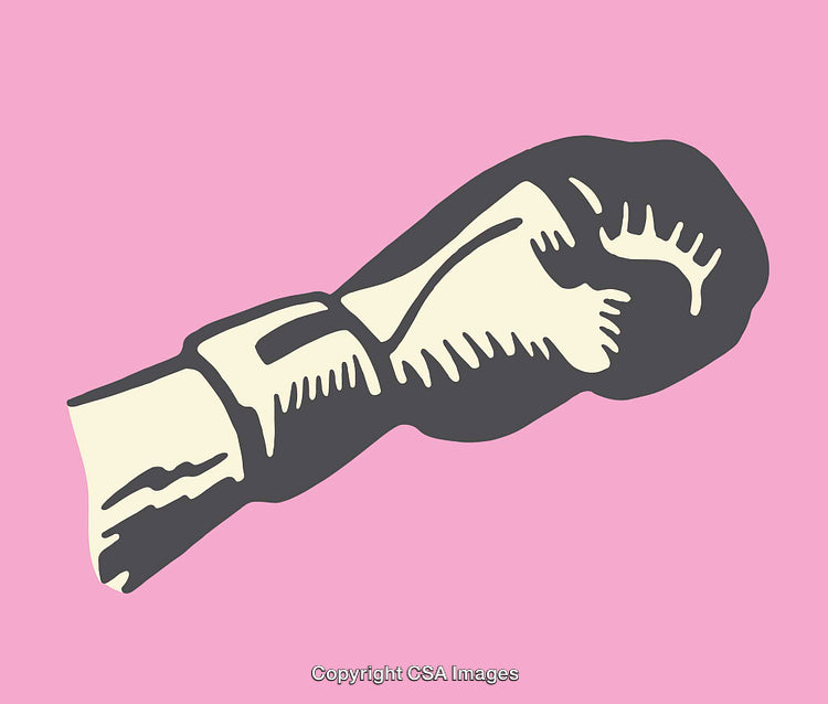 Color Line Art Illustration of a Boxing Glove on a Pink Background